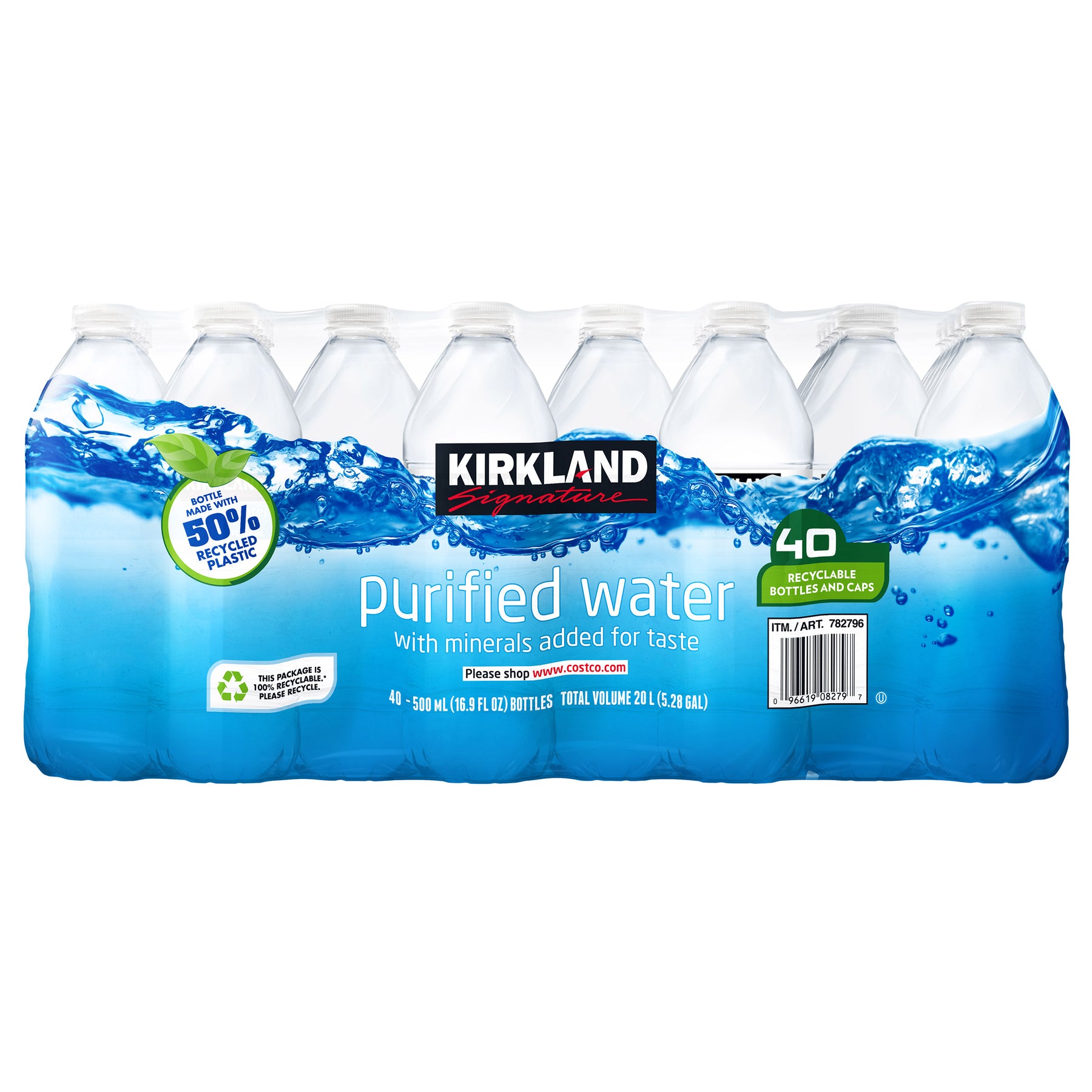 Kirkland Signature Bottled Water 16.9 Fl Oz, 40 - Count, 48 Case Pallet
