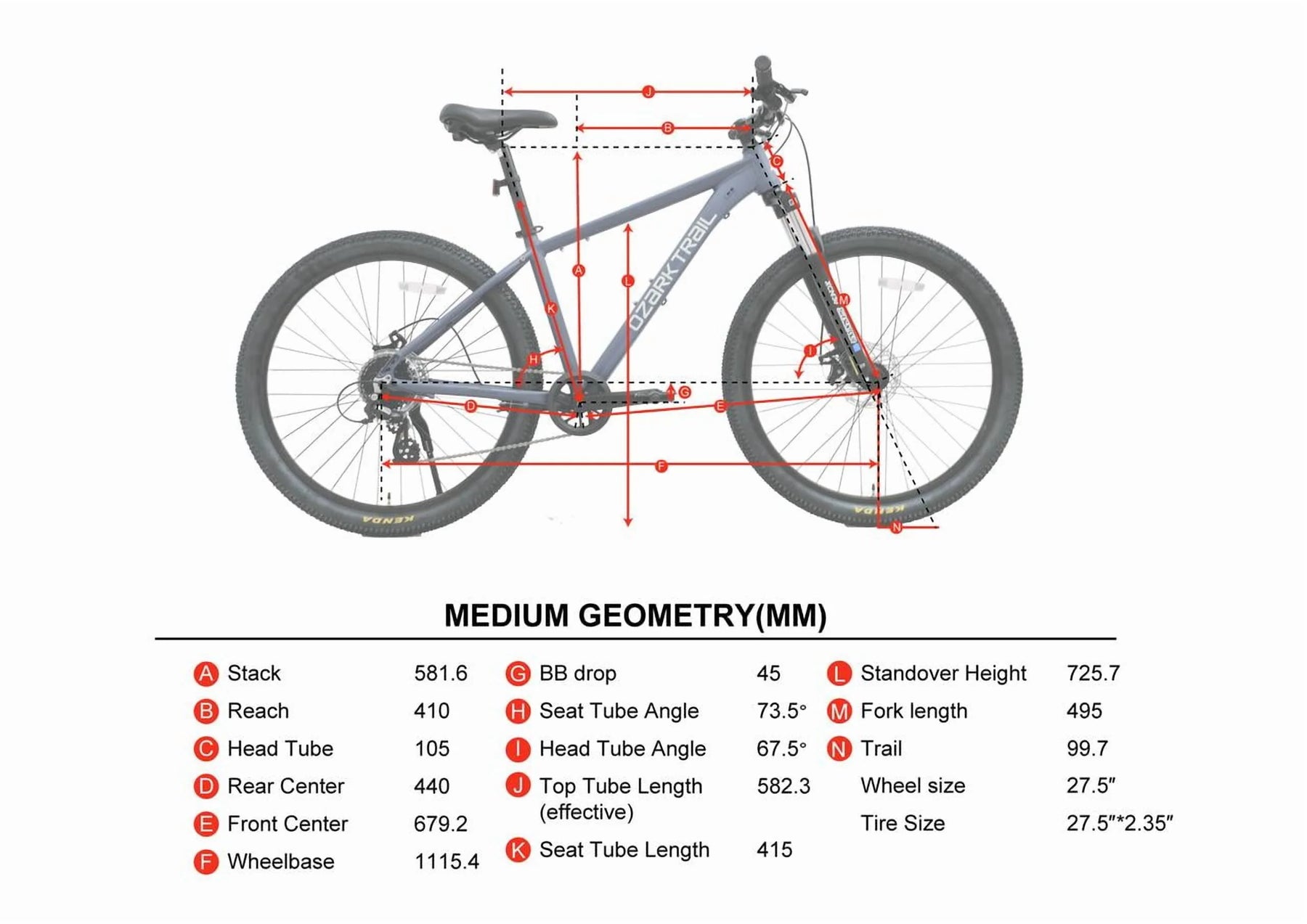 27.5" Ozark Trail M.2 Ridge Mountain Bike, Medium Frame, Fits Riders 5'3" - 5'8", Blue, Adult, Unisex